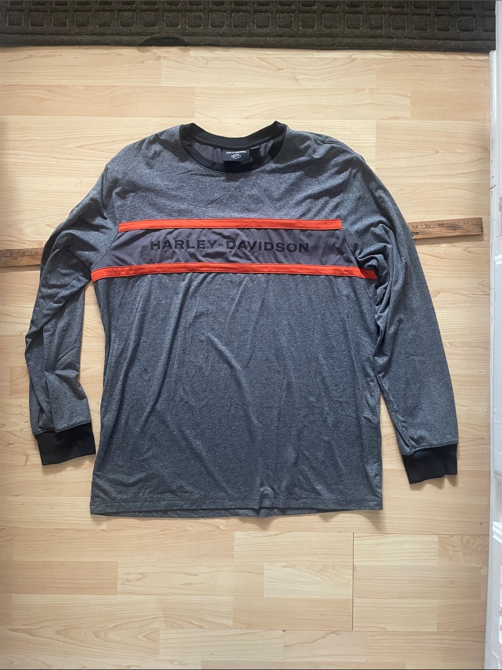 Harley-Davidson Gray Long-Sleeve Shirt with Orange Accents